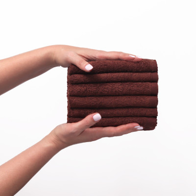 FLAROVAN Soft Face Cloths Pack 12 30*30 inc. (Dark Brown)