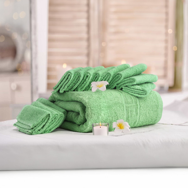 FLAROVAN Soft Face Cloths Pack 12 30*30 inc (Green)