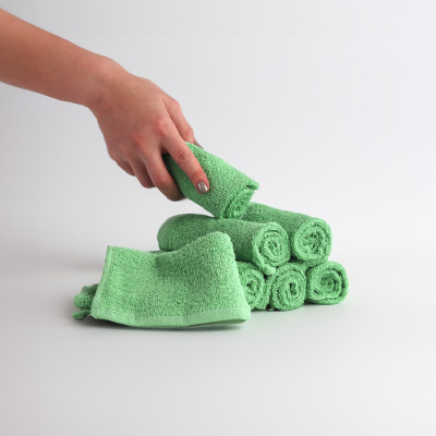 FLAROVAN Soft Face Cloths Pack 12 30*30 inc (Green)