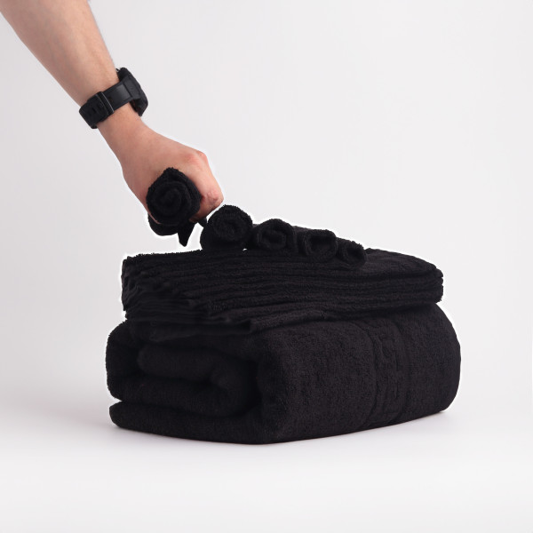 FLAROVAN Soft Face Cloths Pack 12 30*30 inc (Black)