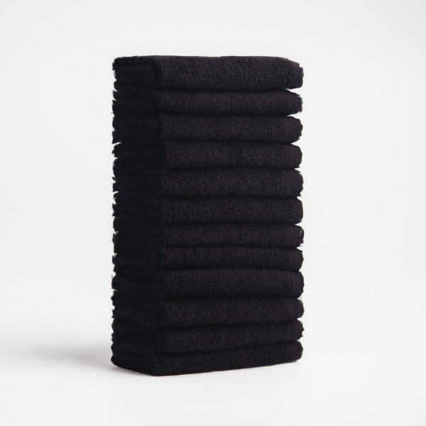 FLAROVAN Soft Face Cloths Pack 12 30*30 inc (Black)