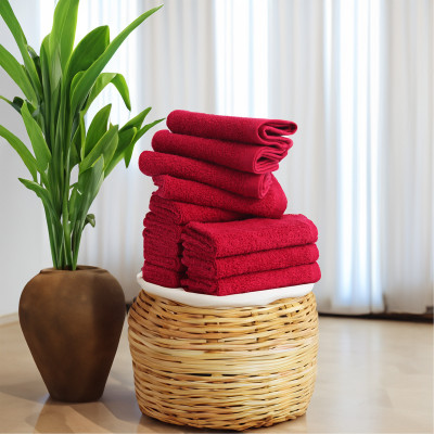 FLAROVAN Soft Face Cloths Pack 12 30*30 inc (Burgundy)