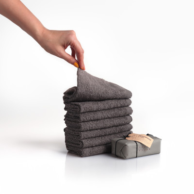 FLAROVAN Soft Face Cloths Pack 12 30*30 inc (Grey)