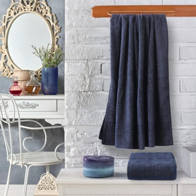 FLAROVAN Bath Sheets Oversized 40 x 70 inc (Navy Blue)