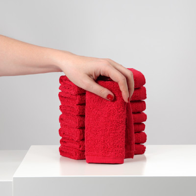 FLAROVAN Soft Face Cloths Pack 12 30*30 inc. (Red)